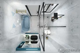 5.8㎡粉蓝少女系浴室，每天泡澡做SPA图片