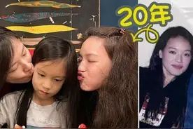 44岁舒淇为干女儿过生日满头白发，林熙蕾女儿像妈，全程摆臭脸图片