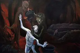 上帝领着一个人到了地狱又到了天堂……图片