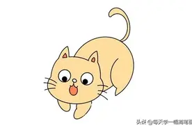 每天学一幅简笔画--好奇的小猫简笔画画法步骤图片图片
