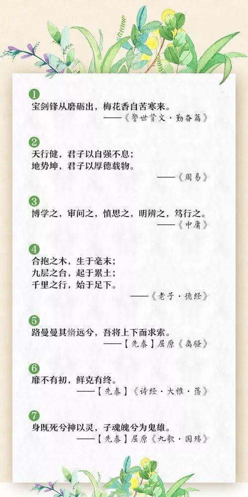 人民日报推荐60句励志古诗，让孩子感受古人的胸襟气度和思想情怀