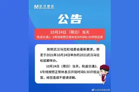 本周日武汉地铁2、6号线正常开班运营图片