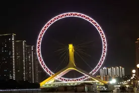 天津之眼摩天轮夜景图片