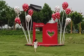 双壁红心有爱的蝴蝶造型，厚厚的绿草地、又一室外婚礼休闲好去处图片