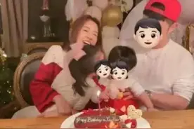 张子萱陈赫为小女儿庆生，张子萱打扮少女，陈赫穿白T却显壮图片