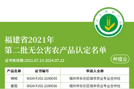 福建省2021年第二批无公害农产品认定名单图片