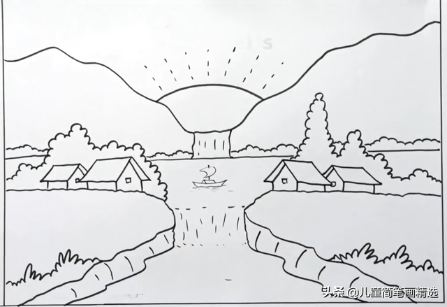 儿童简笔画精选-彩色风景画绘画步骤