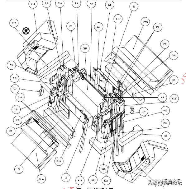 打印传真一体机外壳复杂抽芯注塑模设计+3d
