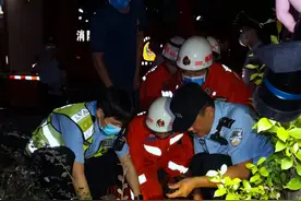 尴尬了！围观交警查酒驾，200多斤壮汉掉进2米深坑图片