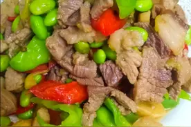 毛豆炒肉这样做也挺好吃！图片