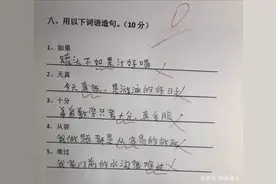 小学生搞笑造句走红，家长哭笑不得，老师批改辛苦了图片