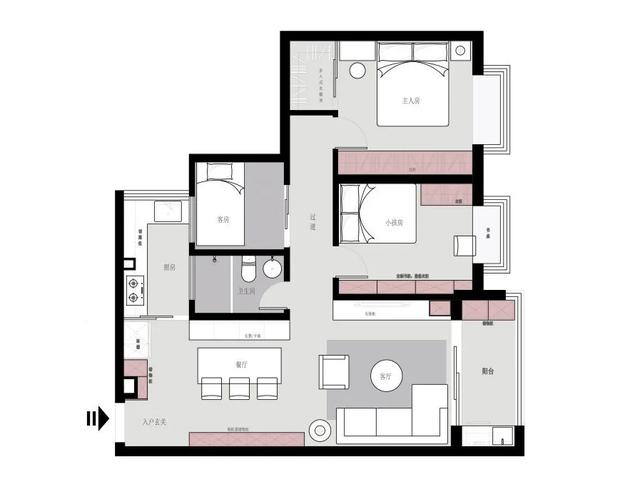 以舒适感为主旋律的88㎡小家,优化布局,两室变三室,好看又好住