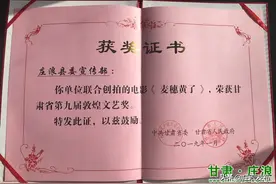 电影《麦穗黄了》荣获敦煌文艺奖图片