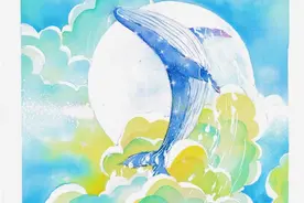 马卡龙配色的小鲸鱼~流线型超好看！云深见鲸，美好的梦境图片