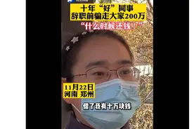 女子辞职前骗走同事们200万 同事：看着特别老实图片