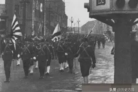 1939年，日寇侵占山东青岛，举行侵占一周年纪念阅兵式图片
