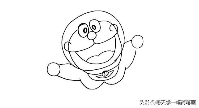 每天学一幅简笔画--开心的哆啦a梦简笔画步骤图解教程