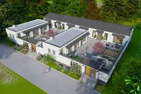 新中式一层宅院，两兄弟合盖，双拼独栋类型，带地下室，功能丰富图片