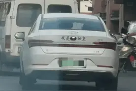 江苏最牛比亚迪，车后四个大字让人捧腹大笑，整条街它最大图片