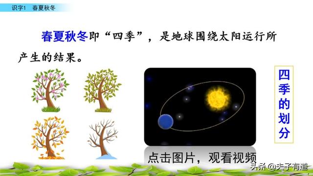 部编版一年级下册语文《春夏秋冬》知识点+图文讲解，给孩子预习