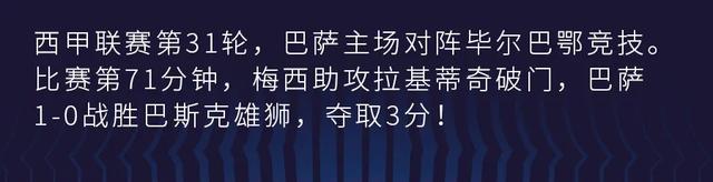 梅西助攻拉基蒂奇，巴萨1-0毕尔巴鄂竞技