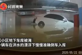 地下车库被淹洪水完美倒车入库 网友：洪水都过科二了图片