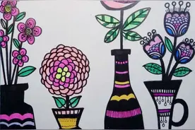 创意线描｜《线描花瓶插花》图片