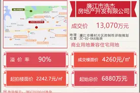 4260元/㎡，13070万元，廉江一宗地激烈竞价50轮图片