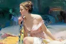 中国当代超写实画家以妻子为模特创作的女人体油画清丽隽美女生范图片