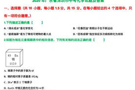 2020年广东省深圳市中考化学试题及答案图片