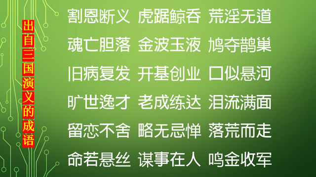 198个出自《三国演义》中的成语，每一个都出自一个故事
