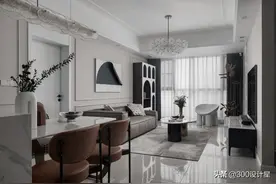 周密作品：103㎡现代低奢，沉静白灰+棕色气质，搭出简约时尚图片