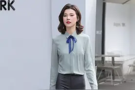 果绿色长袖衬衫高回头率职场必败单品——飘带衬衫图片
