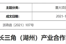 浙江省政府批复同意设立长三角（湖州）产业合作区图片
