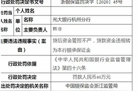 贷后资金管控不严 光大银行杭州分行被罚40万图片