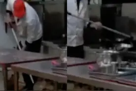 河南一高校食堂拖把在锅里涮，餐饮公司：辞退员工，罚款两千图片