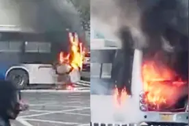 突发！哈尔滨一公交车行驶途中自燃 尾部烧毁严重车窗面目全非视频封面