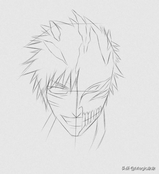 超详细步骤教你手绘一张死神黑崎一护 这眼神太帅气了