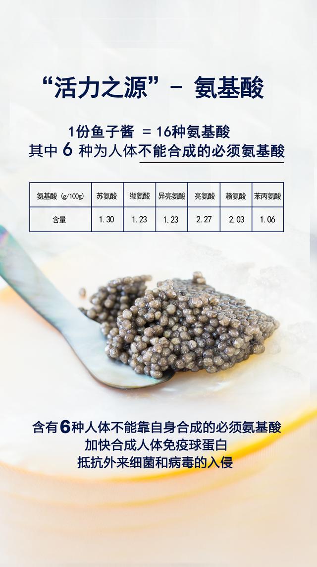 氨基酸能提高免疫力，而鱼子酱中的氨基酸就有16种！
