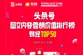 2月头条号图文内容营销价值排行榜公布，新增科学领域TOP50图片
