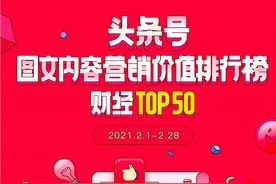 2月头条号图文内容营销价值排行榜公布，新增科学领域TOP50图片