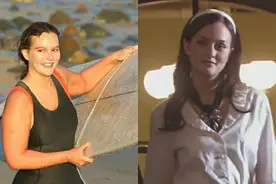 《绯闻女孩》女主海边冲浪，腰腹满是赘肉几层褶，臀部太胖大腿壮图片