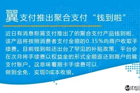 翼支付也来搞聚合支付了，手续费补贴有点狠图片
