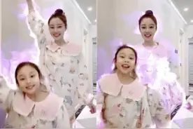 李小璐母女穿同款睡衣跳舞，甩头换西装变酷女孩儿，甜馨又美又飒图片