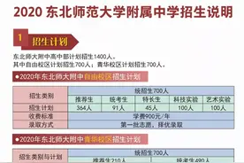 计划招生1400人，东北师大附中招生计划出炉图片