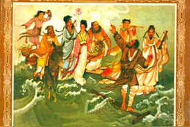 “八仙各显神通斗龙王”，民间故事连环画《八仙过海》图片