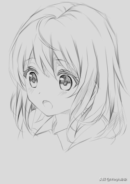 手绘动漫人物教学:素描风萌萌哒短发女孩