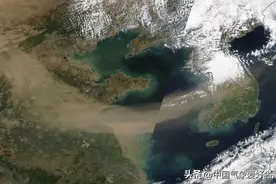 太空可见：东亚沙尘走廊形成，沙尘正吹向韩国！分析：我国也受灾图片