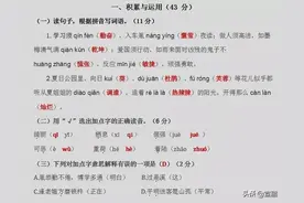 一套拉开成绩的试卷，四下语文期末考试真题，难度中上！答案来了图片