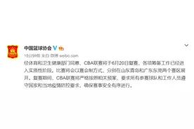 篮协：CBA联赛将于6月20日复赛图片